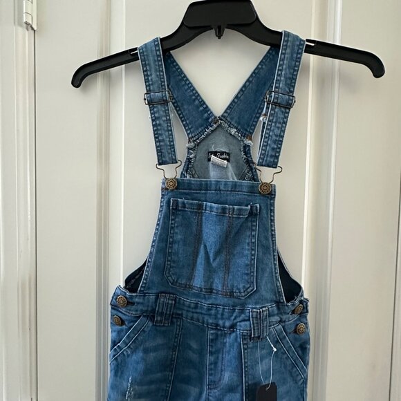 Kids Denim Distressed Overalls Cuties Fashion Size 10 Adjustable Straps Cotton B - Picture 7 of 7